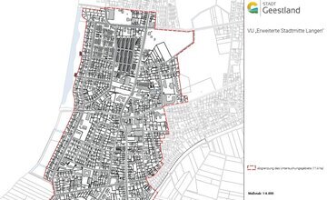 Kartendarstellung Vorbereitender Untersuchungen Stadtmitte Langen