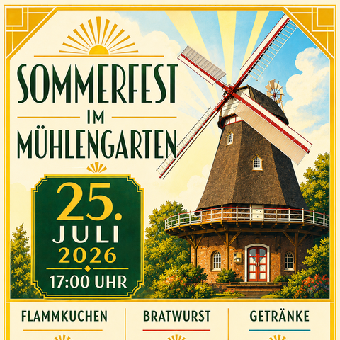 Plakat Sommerfest Mühlengarten 2026