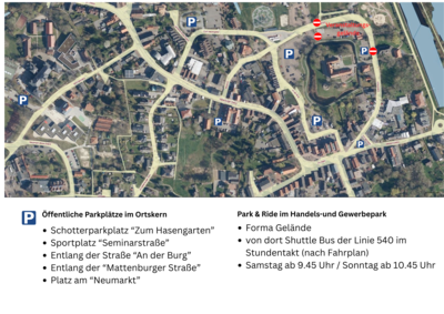 Karte mit Parkmöglichkeiten