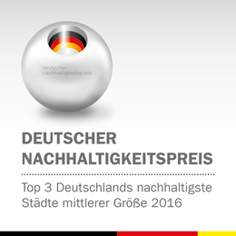 Siegel Deutscher Nachhaltigkeitspreis 2016 Top 3 Nachhaltige Städte mittlerer Größe